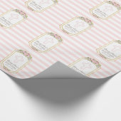 Blush Pink Stripes Floral Gold Baptisme Monogram Cadeaupapier (Hoek)