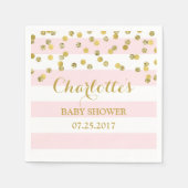 Blush Pink Stripes Gouden Confetti Baby shower Servetten (Voorkant)