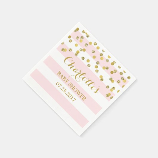 Blush Pink Stripes Gouden Confetti Baby shower Servetten (Hoek)
