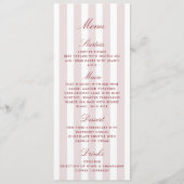 Blush Pink Stripes Modern Wedding Menu Kaart (Voorkant)