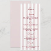 Blush Pink Stripes Modern Wedding Menu Kaart (Voorkant / Achterkant)