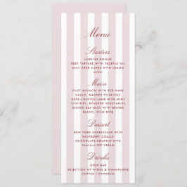 Blush Pink Stripes Modern Wedding Menu Kaart