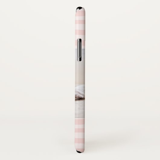 Blush Pink Stripes Monogram Foto gepersonaliseerd Case-Mate iPhone Case (Achterkant / rechts)