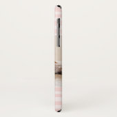 Blush Pink Stripes Monogram Foto gepersonaliseerd Case-Mate iPhone Case (Achterkant/links)