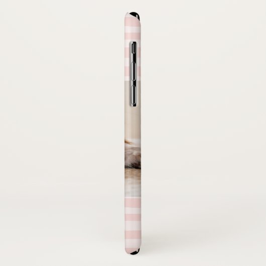 Blush Pink Stripes Monogram Foto gepersonaliseerd Case-Mate iPhone Case (Achterkant/links)