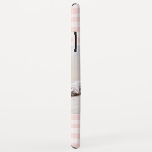 Blush Pink Stripes Monogram Foto gepersonaliseerd Case-Mate iPhone Case (Achterkant/rechts)