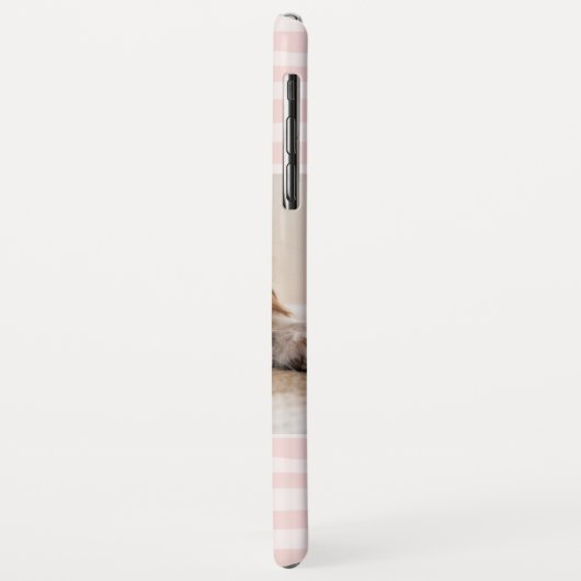 Blush Pink Stripes Monogram Foto gepersonaliseerd Case-Mate iPhone Case (Achterkant/links)