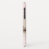 Blush Pink Stripes Monogram Foto gepersonaliseerd Case-Mate iPhone Case (Achterkant/links)