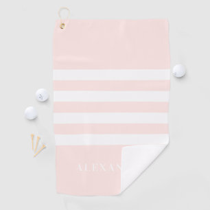 Blush Pink Stripes Patroon Gepersonaliseerde Golf Golfhanddoek