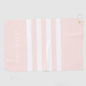 Blush Pink Stripes Patroon Gepersonaliseerde Golf Golfhanddoek (Horizontaal)