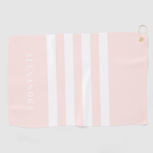 Blush Pink Stripes Patroon Gepersonaliseerde Golf  Golfhanddoek (Horizontaal)