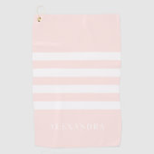 Blush Pink Stripes Patroon Gepersonaliseerde Golf Golfhanddoek (Voorkant)