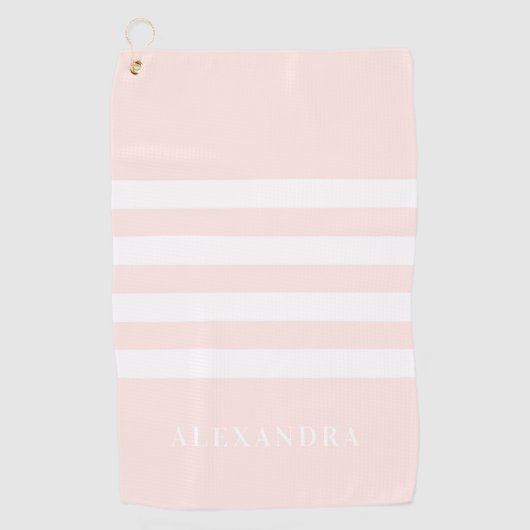 Blush Pink Stripes Patroon Gepersonaliseerde Golf  Golfhanddoek (Voorkant)