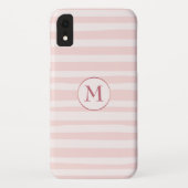 Blush Pink Stripes Roos Monogram Gepersonaliseerd Case-Mate iPhone Case (Achterkant)
