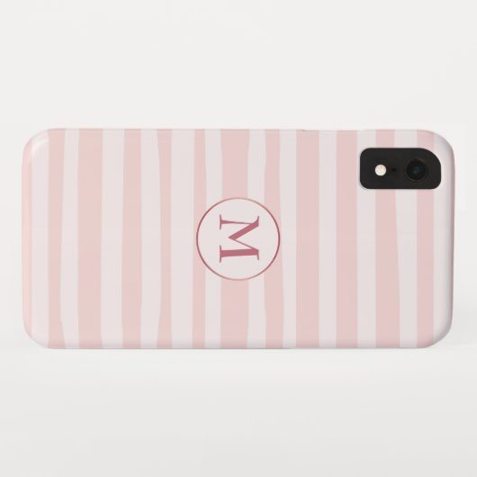 Blush Pink Stripes Roos Monogram Gepersonaliseerd Case-Mate iPhone Case (Achterkant (horizontaal))