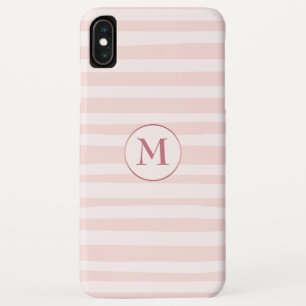 Blush Pink Stripes Roos Monogram Gepersonaliseerd Case-Mate iPhone Case