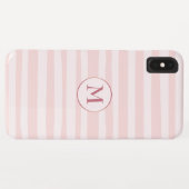 Blush Pink Stripes Roos Monogram Gepersonaliseerd Case-Mate iPhone Case (Achterkant (horizontaal))