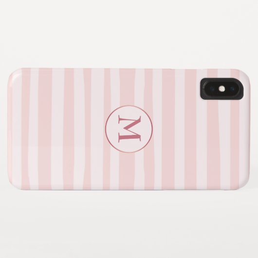 Blush Pink Stripes Roos Monogram Gepersonaliseerd Case-Mate iPhone Case (Achterkant (horizontaal))