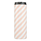 Blush Pink Stripes Script-monogram Thermosbeker (Achterkant)