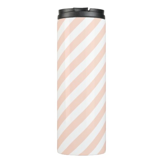 Blush Pink Stripes Script-monogram Thermosbeker (Achterkant)