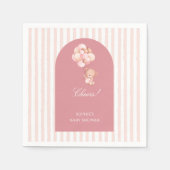 Blush pink stripes, teddy bear balloon servet (Voorkant)