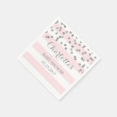 Blush Pink Stripes Zilver Confetti Baby shower Servet (Hoek)