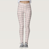 Blush Pink Subtle Plaid Pattern Preppy Leggings (Voorkant)