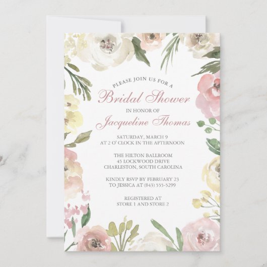 Blush Pink Summer Floral Elegant Vrijgezellenfeest Kaart (Voorkant)