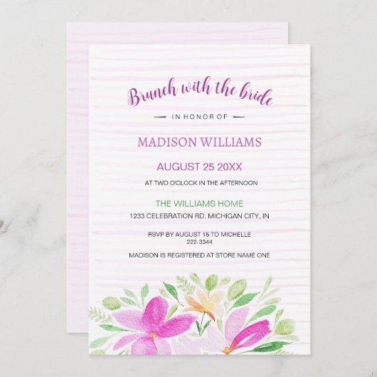 Blush Pink Summer Floral Waterverf Art Kaart (Voorkant / Achterkant)