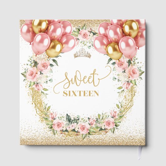 Blush Pink Sweet 16 Gastboek Gouden Glitter Gastenboek (Achterkant)