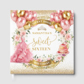 Blush Pink Sweet 16 Gastboek Gouden Glitter Gastenboek (Voorkant)