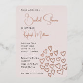 Blush Pink Sweet Hearts Vrijgezellenfeest Folie Uitnodiging (Voorkant)