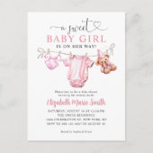Blush Pink Sweet Kleding Meisje Baby shower Briefkaart (Voorkant)