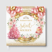 Blush Pink Sweet Sixteen Gastboek Ballonnen Gastenboek (Voorkant)