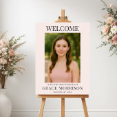 Blush Pink Sweet Sixteen Photo Birthday Welcome Poster