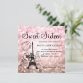 Blush Pink Sweet Sixteen Romantic Paris Glam Kaart (Staand voorkant)
