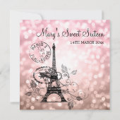 Blush Pink Sweet Sixteen Romantic Paris Glam Kaart (Achterkant)