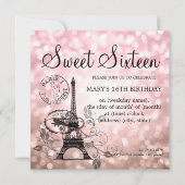 Blush Pink Sweet Sixteen Romantic Paris Glam Kaart (Voorkant)