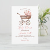 Blush Pink Sweet Stroller  Meisje Baby shower Kaart (Staand voorkant)
