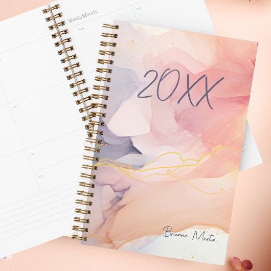 Blush Pink Swirl | Aangepaste naam Vrouwen Planner