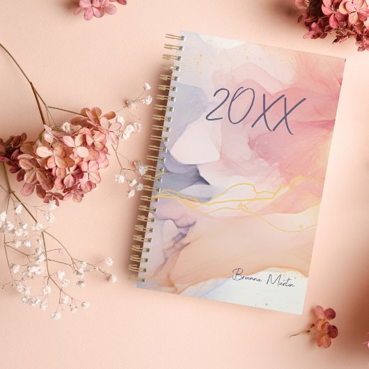 Blush Pink Swirl | Aangepaste naam Vrouwen Planner
