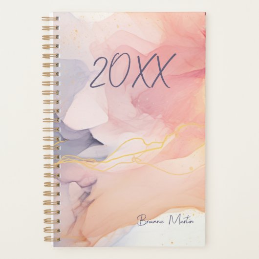 Blush Pink Swirl | Aangepaste naam Vrouwen Planner (Voorkant)