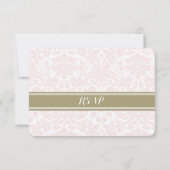 Blush Pink Tan Damask RSVP Wedding Kaart (Achterkant)