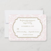 Blush Pink Tan Damask RSVP Wedding Kaart (Voorkant)
