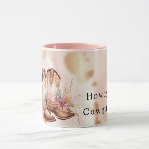 Blush Pink Tan Southwest Cowgirl Koeienhuid Laarze Mok