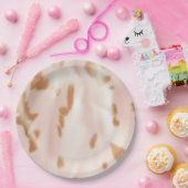 Blush Pink Tan Southwest Faux Cowgirl Koeienhuid Papieren Bordje (Feest)