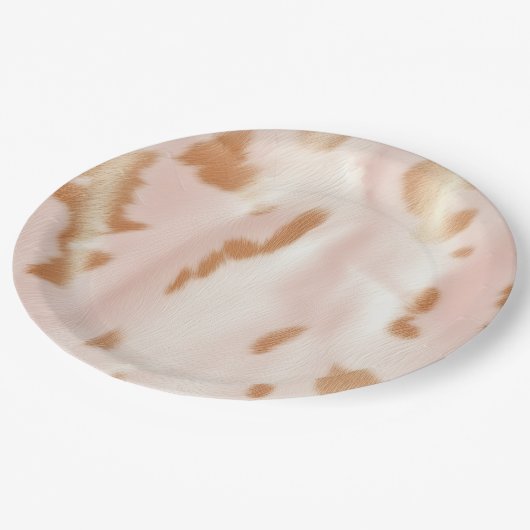 Blush Pink Tan Southwest Faux Cowgirl Koeienhuid Papieren Bordje (Gekanteld)