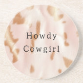 Blush Pink Tan Southwest Faux Cowgirl Koeienhuid Zandsteen Onderzetter (Voorkant)