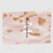 Blush Pink Tan Southwest Faux Koeienhuid Cowgirl Golfhanddoek (Horizontaal)