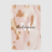 Blush Pink Tan Southwest Faux Koeienhuid Cowgirl Golfhanddoek (Voorkant)